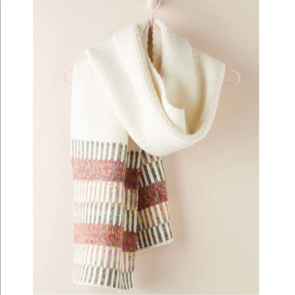 Anthropologie Cream/Multicolor Knit Scarf